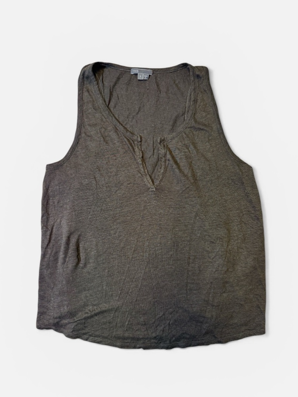 Vince womens L Large gray solid 100% linen tank top shirt EUC